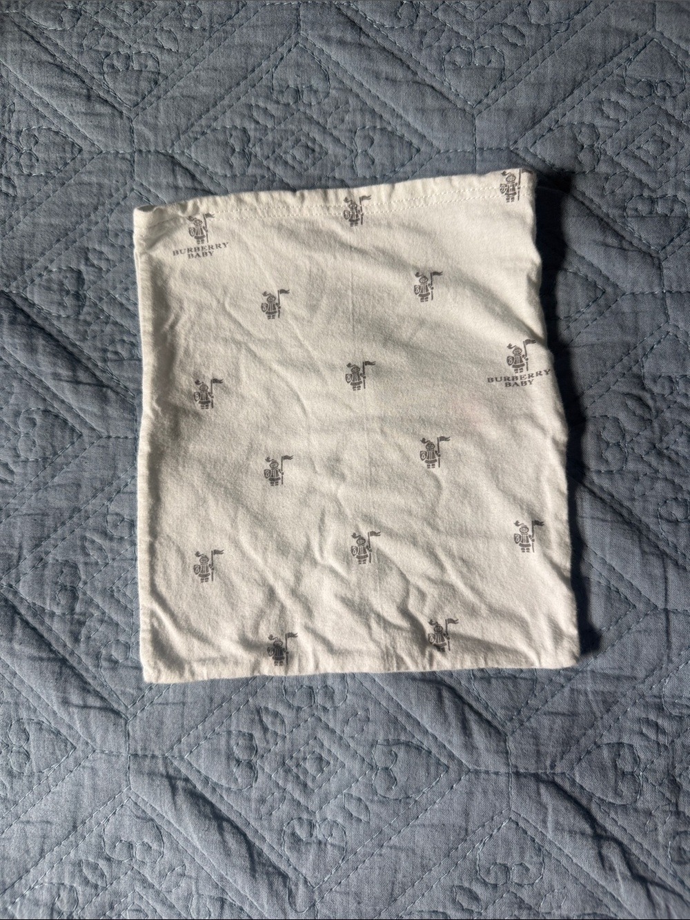 Burberry Baby White and Gray Printed Cotton Pouch Bag